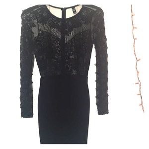 Black Floral Pattern Laced Dress